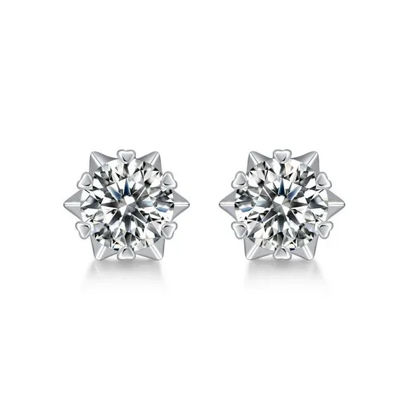 Certified 2ct. t.w. Moissanite Diamond Snowflake Stud Earrings NEW - Picture 4 of 10